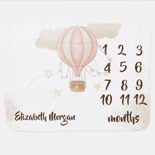 Pink Hot Air Balloon Clouds  Baby Blanket (Horizontal)
