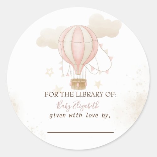 Pink Hot Air Balloon Clouds Baby Shower Classic Round Sticker