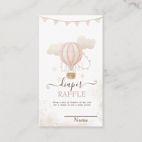 Pink Hot Air Balloon Clouds Baby Shower Enclosure Card