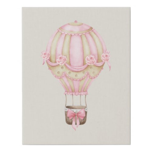 Pink Hot Air Balloon for Nursery or Girls Room Faux Canvas Print