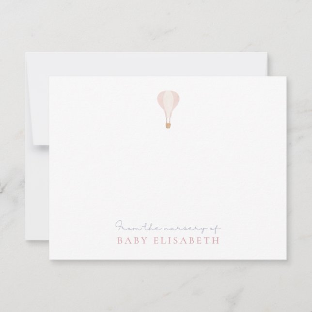 Pink Hot Air Balloon  , from the nursery of,  Invitation (Front)