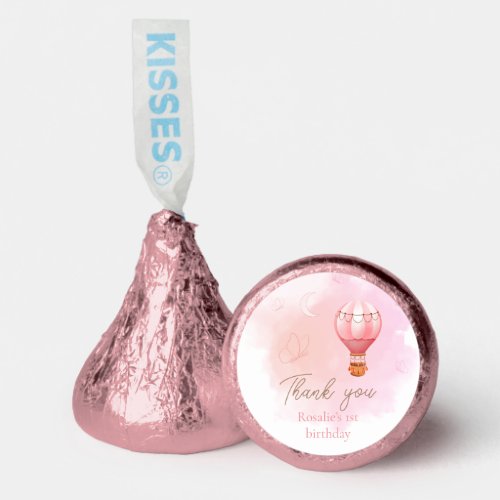 Pink Hot Air Balloon Girl 1st Birthday Theme Hersheys Kisses