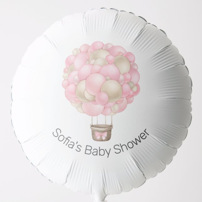 Pink Hot Air Balloon Girl Baby Shower (Front)
