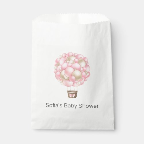 Pink Hot Air Balloon Girl Baby Shower Favor Bag