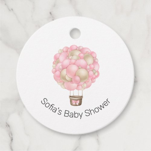 Pink Hot Air Balloon Girl Baby Shower Favor Tags
