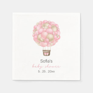 Pink Hot Air Balloon Girl Baby Shower Napkins