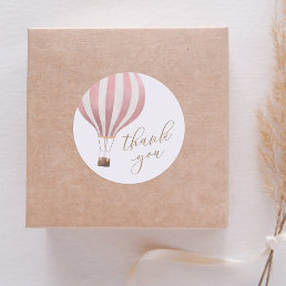 Pink Hot Air Balloon Girl Baby Shower Thank You Classic Round Sticker