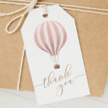 Pink Hot Air Balloon Girl Baby Shower Thank You Gift Tags<br><div class="desc">Say a special thank you to your baby shower guests with these favor tags,  featuring a watercolor hot air balloon and gold typography.</div>