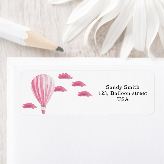 Pink Hot air balloon  Label (Insitu)