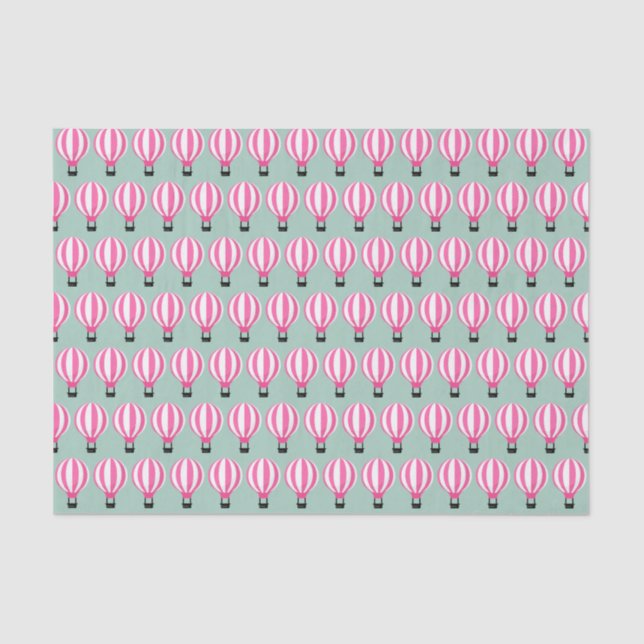 Pink Hot Air Balloon Paris Themed Tissue Paper (Front)