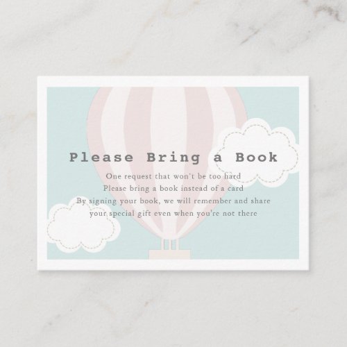 Pink Hot Air Balloon Please Bring a Book Enclosure Card