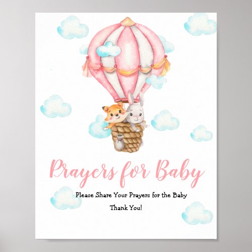 Pink Hot air Balloon Prayers for Baby Poster