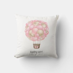 Pink Hot Air Balloon Throw Pillow