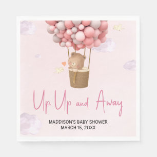 Pink Hot Air Balloon Up and Away Baby Shower Napkins