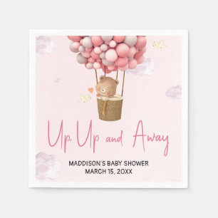 Pink Hot Air Balloon Up and Away Baby Shower Napkins