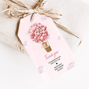 Pink Hot Air Balloon Up and Away Favor Tags