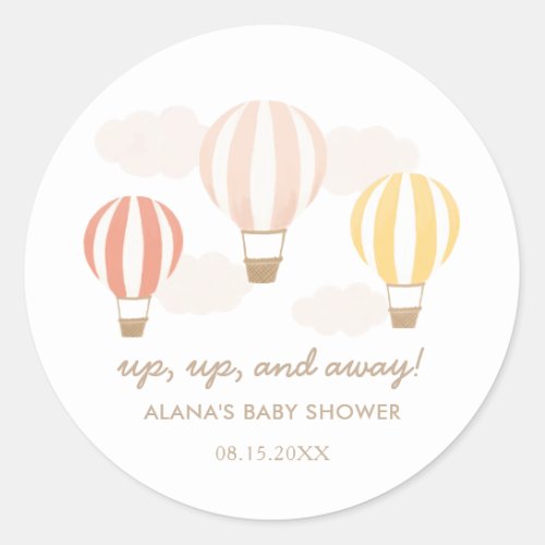 Pink Hot Air Balloons Baby Shower Classic Round St Classic Round Sticker