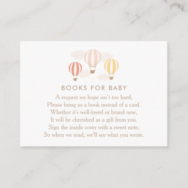 Pink Hot Air Balloons Books for Baby Enclosure Car Card (Front)