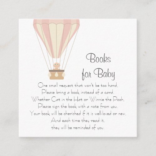 Pink hot air balloons Books for baby Enclosure Card