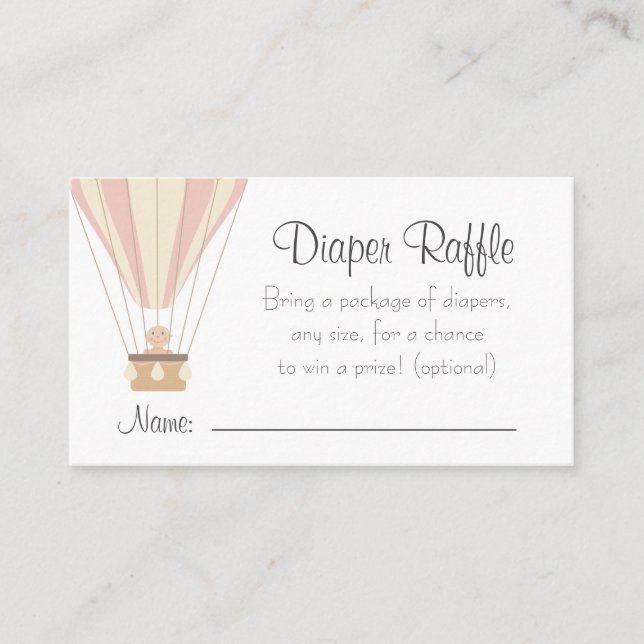 Pink hot air balloons Diaper Raffle Enclosure Card (Front)