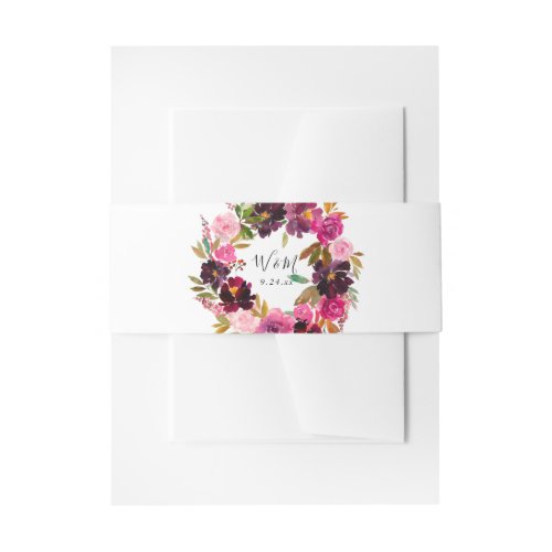 Pink _ Hot  Blush  Purple Floral 2 Invitation Belly Band