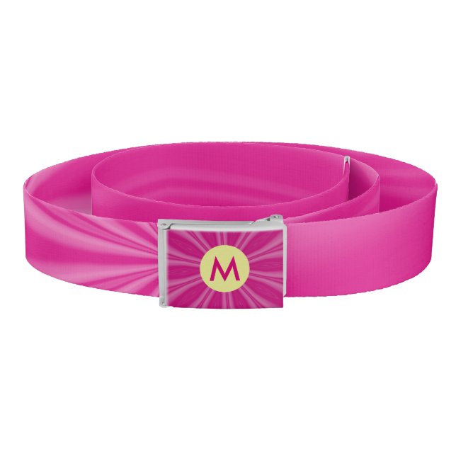Pink Hot Bright Sunburst Monogram Yellow Circle  Belt (Coil)