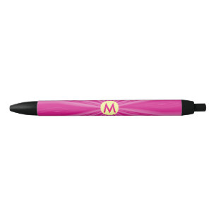 Pink Hot Bright Sunburst Monogram Yellow Circle Pen