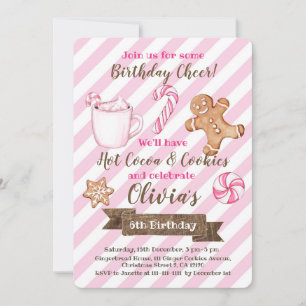 Pink Hot Cocoa and Cookies Birthday INVITATION