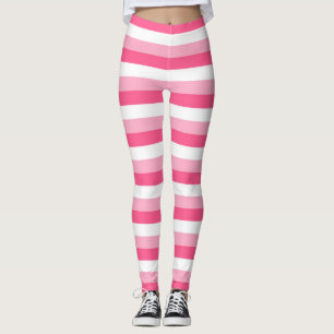 Pink, Hot Pink, and White Stripes Leggings