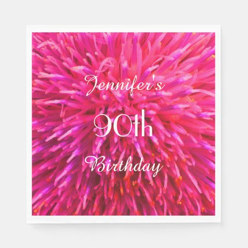 Pink  Hot Pink Paper Napkins 90th Birthday Party