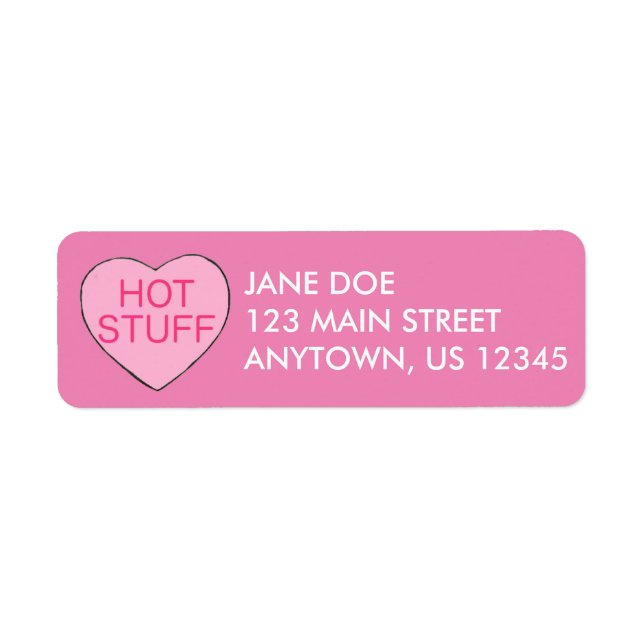 Pink HOT STUFF Candy Heart Valentine's Day Love Label (Front)