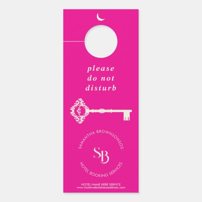 Pink Hotel Rental Apart House Keeping Door Hanger
