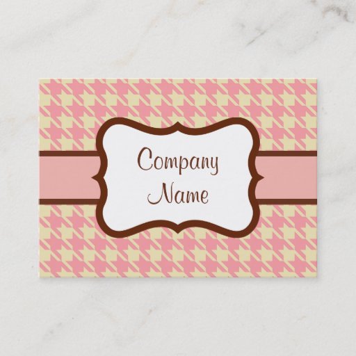 Customizable Pink Houndstooth Business Card