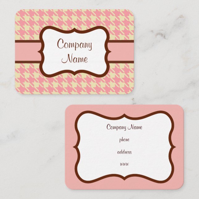 Pink Houndstooth Business Card (Front/Back)