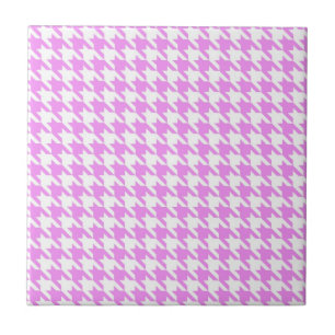 Pink Houndstooth Ceramic Tile