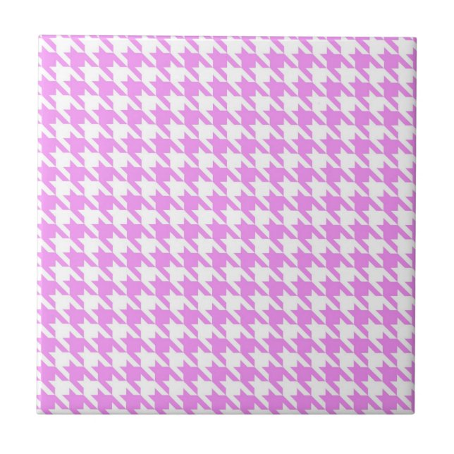 Pink Houndstooth Ceramic Tile (Front)