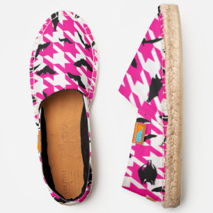 pink houndstooth halloween black bats espadrilles