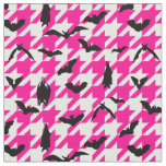 pink houndstooth halloween black bats fabric