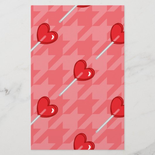 pink houndstooth heart lollipop (Front)