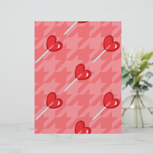 pink houndstooth heart lollipop (Standing Front)