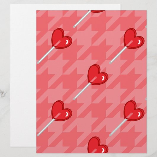 pink houndstooth heart lollipop (Front/Back)