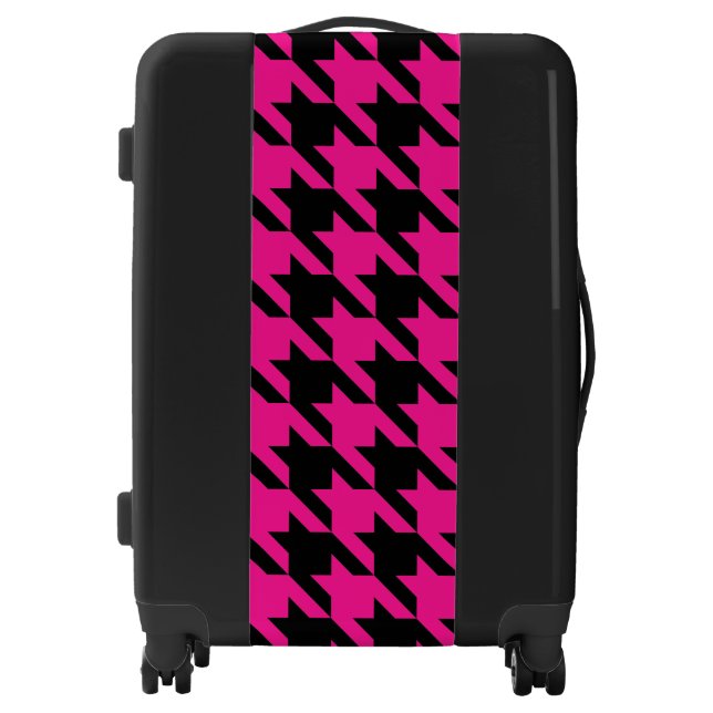 pink houndstooth luggage (Front)