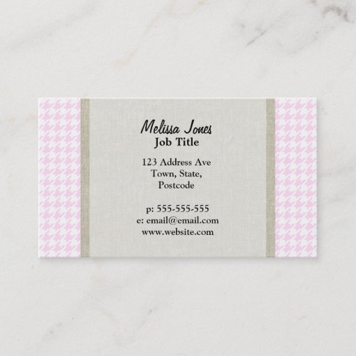 Customizable Pink Houndstooth pattern Business Card