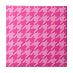 Pink Houndstooth Plaid Check Ceramic Tile