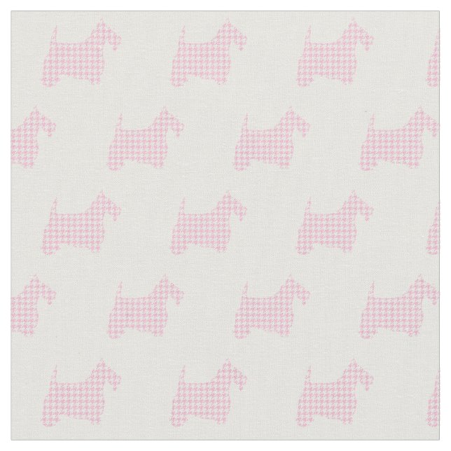 Pink Houndstooth Scotties Fabric (Close Up)