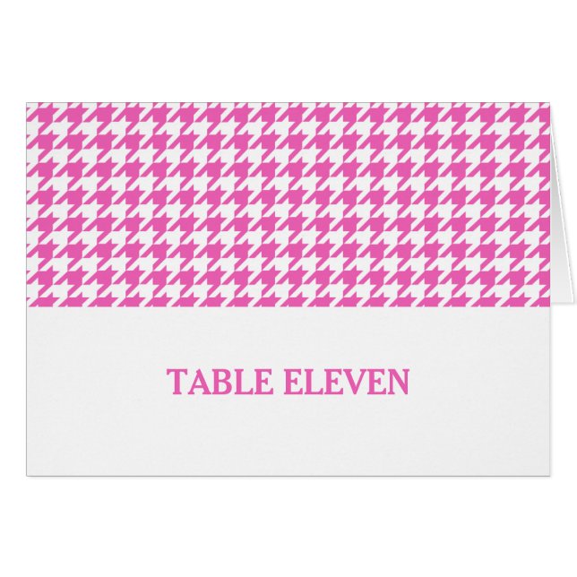 Pink Houndstooth Table Number Card (Front Horizontal)