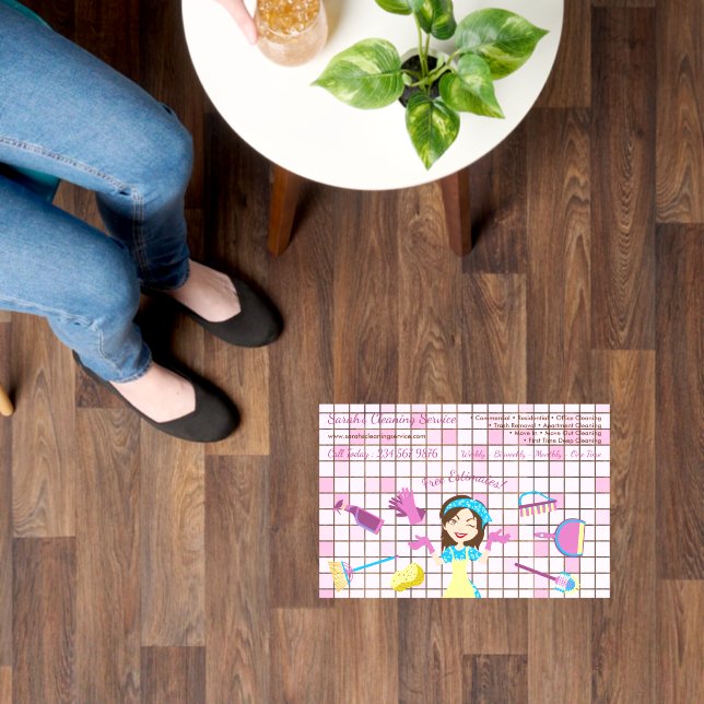Pink House cleaning Janitor Custom Cartoon Floor Decals (Floor)
