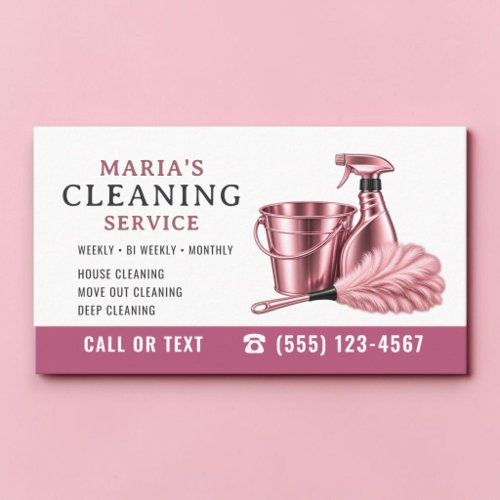 Pink House Cleaning Professional Service Business Card