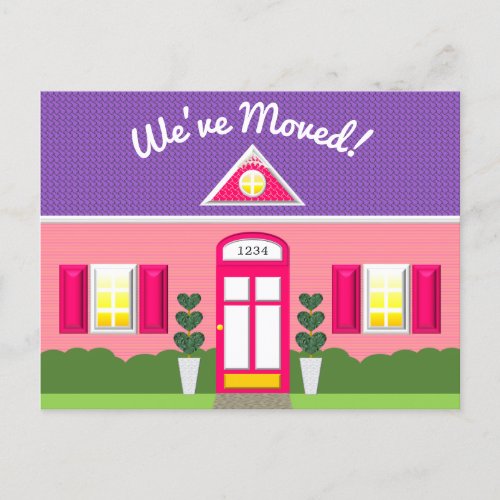 Pink House Dream Home New Address Postcard