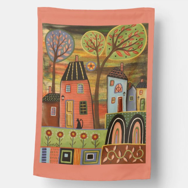 Pink House Landscape House Flag (Front)